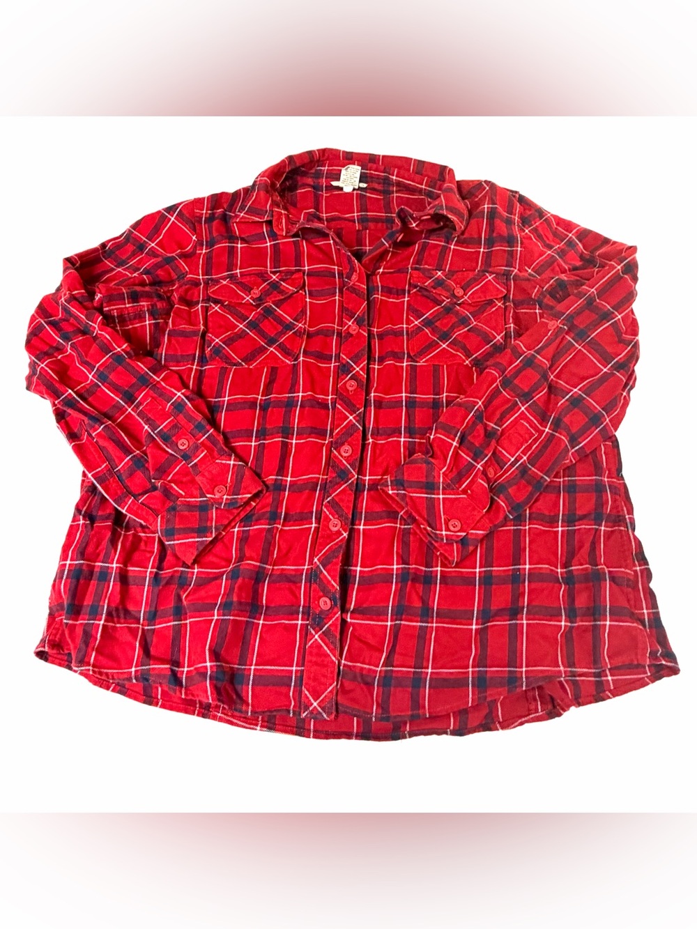 Duluth Trading Women’s Size 2XL Long Sleeve Top Shirt Plaid Button Flannel Red